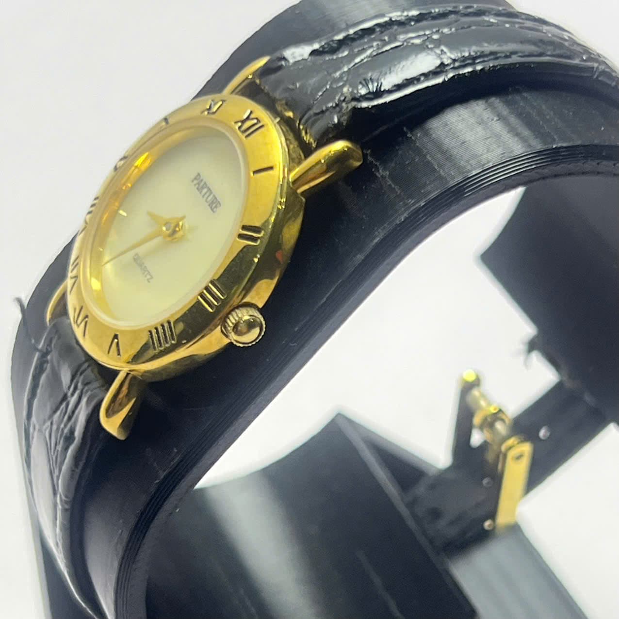 Đồng hồ nữ Parture quartz mặt tròn 24mm phong cách vintage dây da số la mã