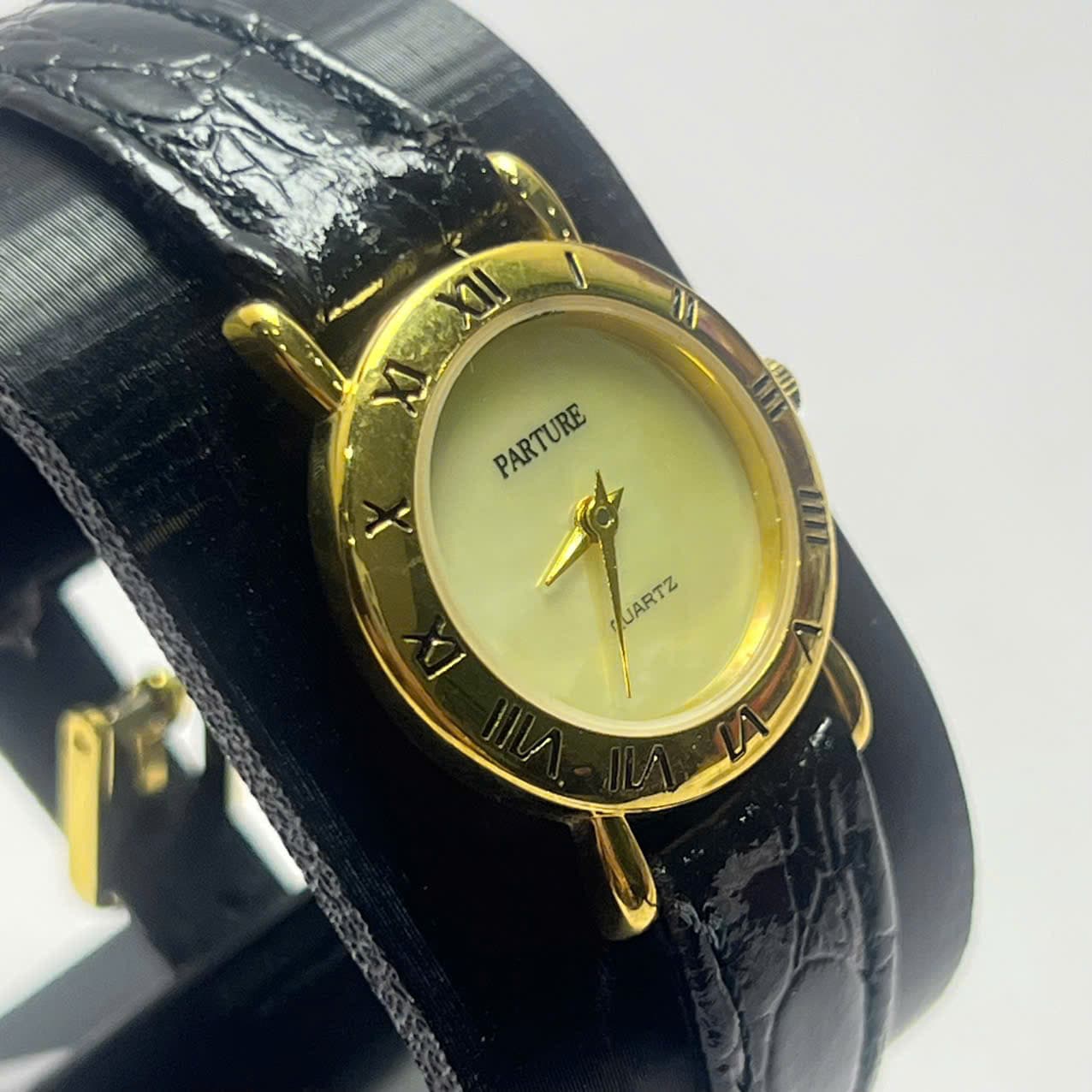 Đồng hồ nữ Parture quartz mặt tròn 24mm phong cách vintage dây da số la mã