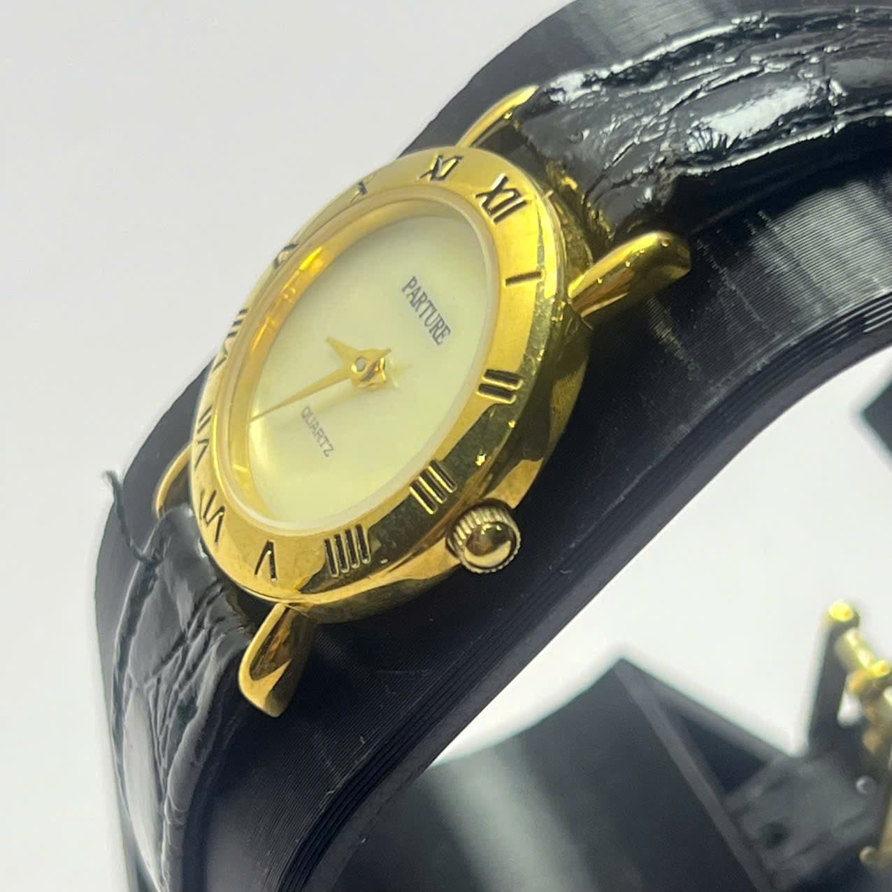 Đồng hồ nữ Parture quartz mặt tròn 24mm phong cách vintage dây da số la mã