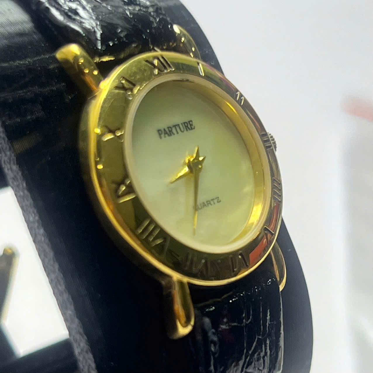 Đồng hồ nữ Parture quartz mặt tròn 24mm phong cách vintage dây da số la mã