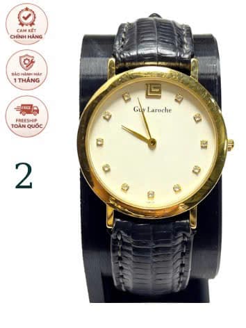 Đồng hồ Guy Laroche máy pin, thời trang pháp, mặt trắng tối giản, cọc đá giả kim cương