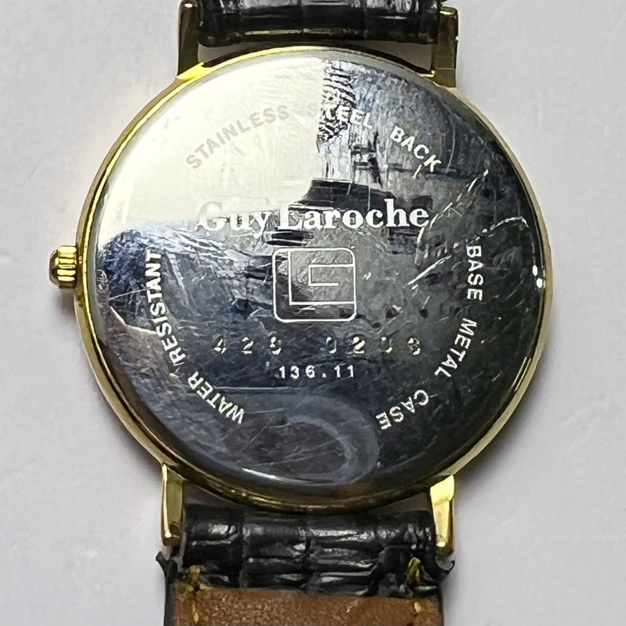 Đồng hồ Guy Laroche máy pin, thời trang pháp, mặt trắng tối giản, cọc đá giả kim cương