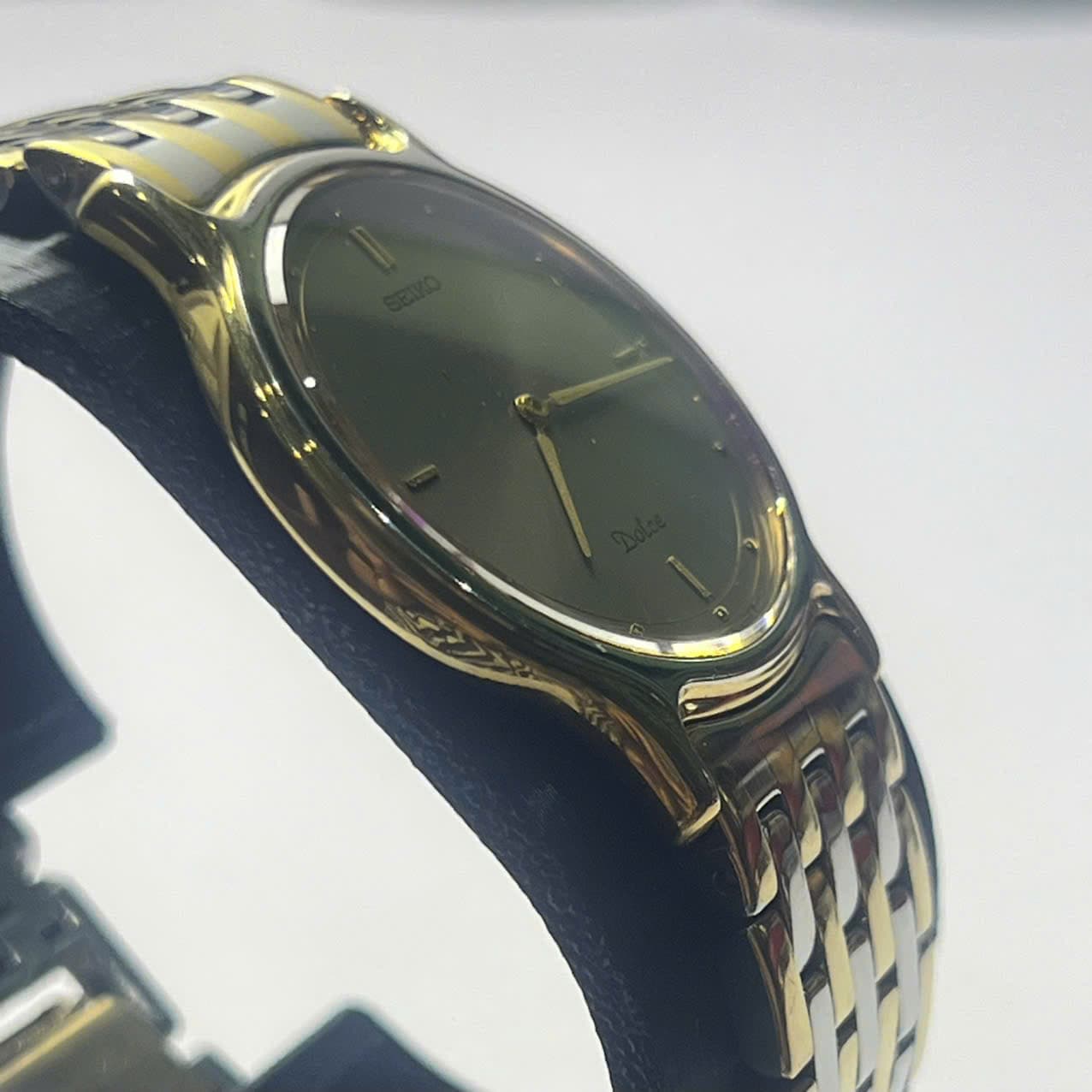 Đồng hồ Seiko Dolce vintage máy pin chính hãng nhật bản, mạ vàng siêu mỏng