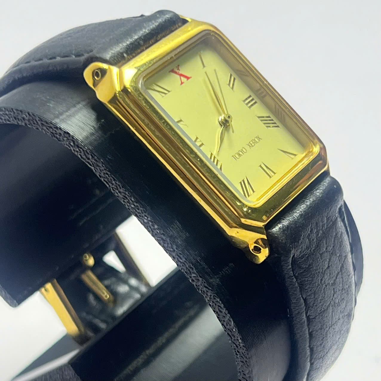 Đồng hồ quartz tokyo xerox mặt chữ nhật dây da vintage nhật chính hãng