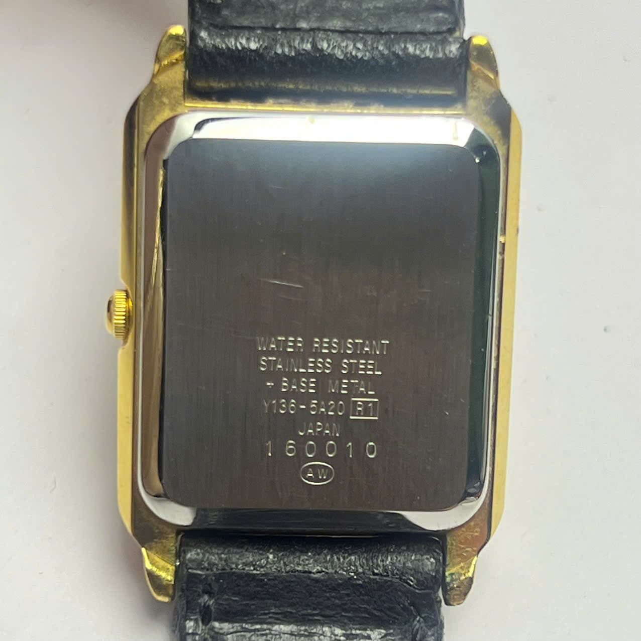 Đồng hồ quartz tokyo xerox mặt chữ nhật dây da vintage nhật chính hãng