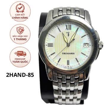 Đồng hồ nam dây thép Trussardi Italy, mặt trắng sang trọng, phong cách công sở