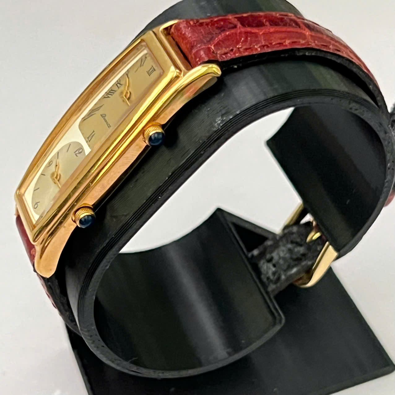 Đồng hồ nữ nhật vintage 2 mặt số dáng tank dây da độ mới cao