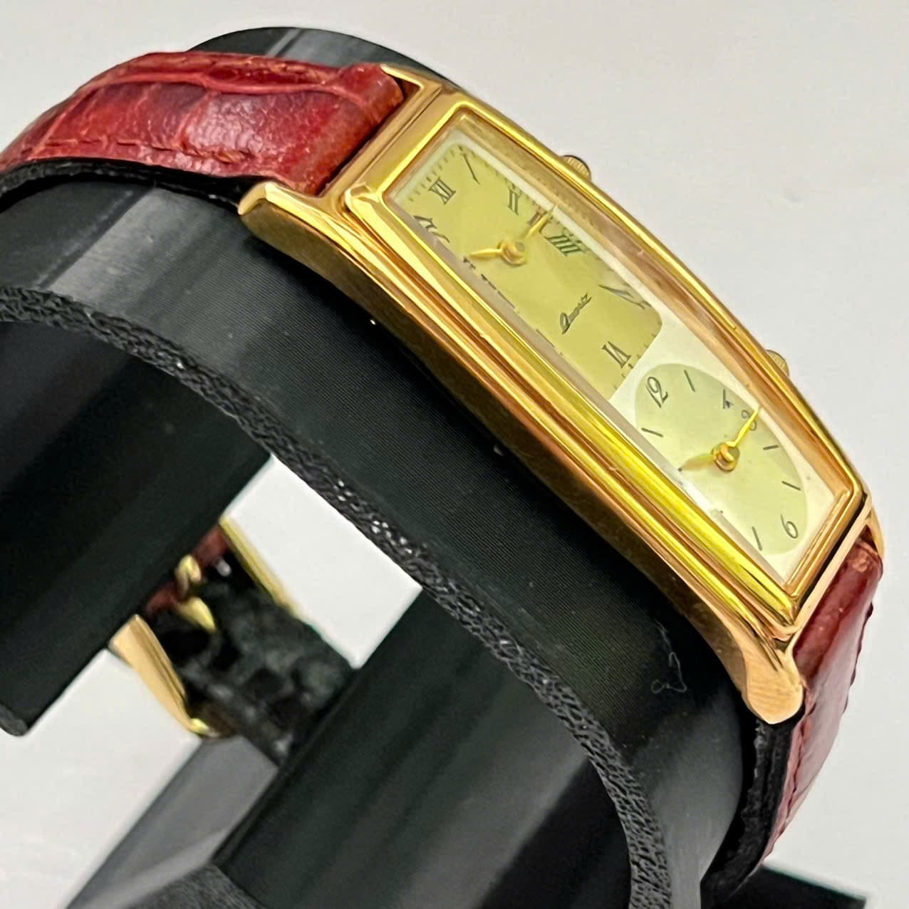 Đồng hồ nữ nhật vintage 2 mặt số dáng tank dây da độ mới cao