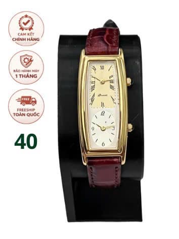 Đồng hồ nữ nhật vintage 2 mặt số dáng tank dây da độ mới cao