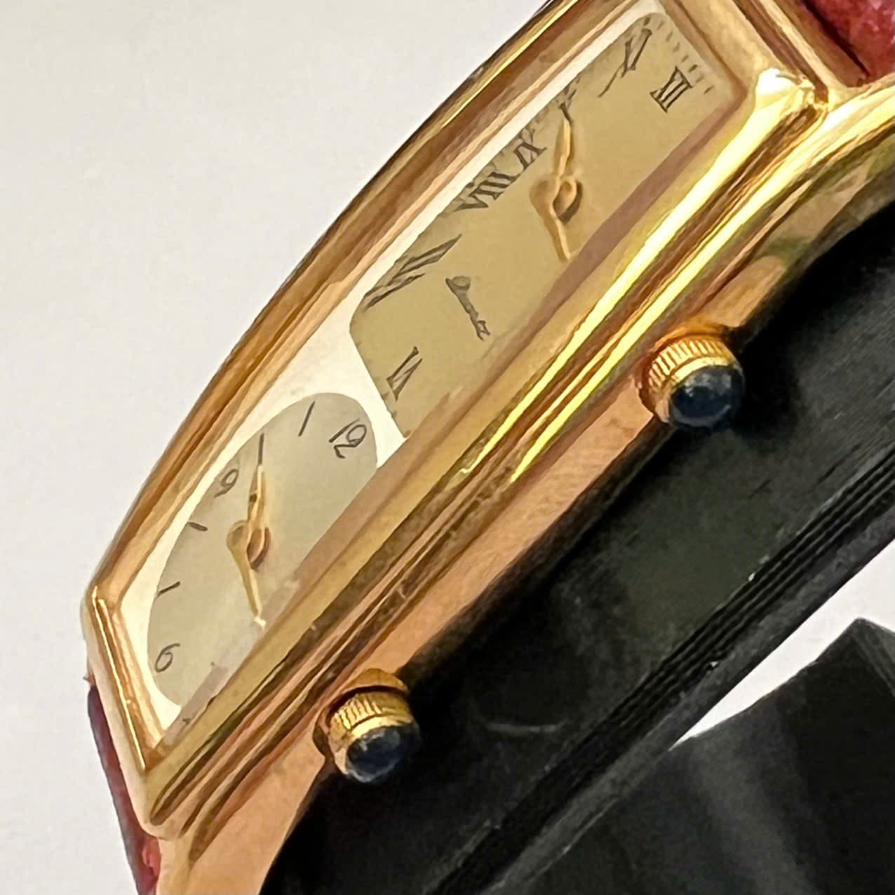 Đồng hồ nữ nhật vintage 2 mặt số dáng tank dây da độ mới cao