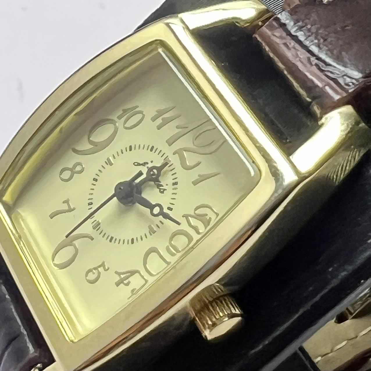 Đồng hồ nữ J-Axis vintage mặt chữ nhật cong dây da nâu phong cách cổ điển