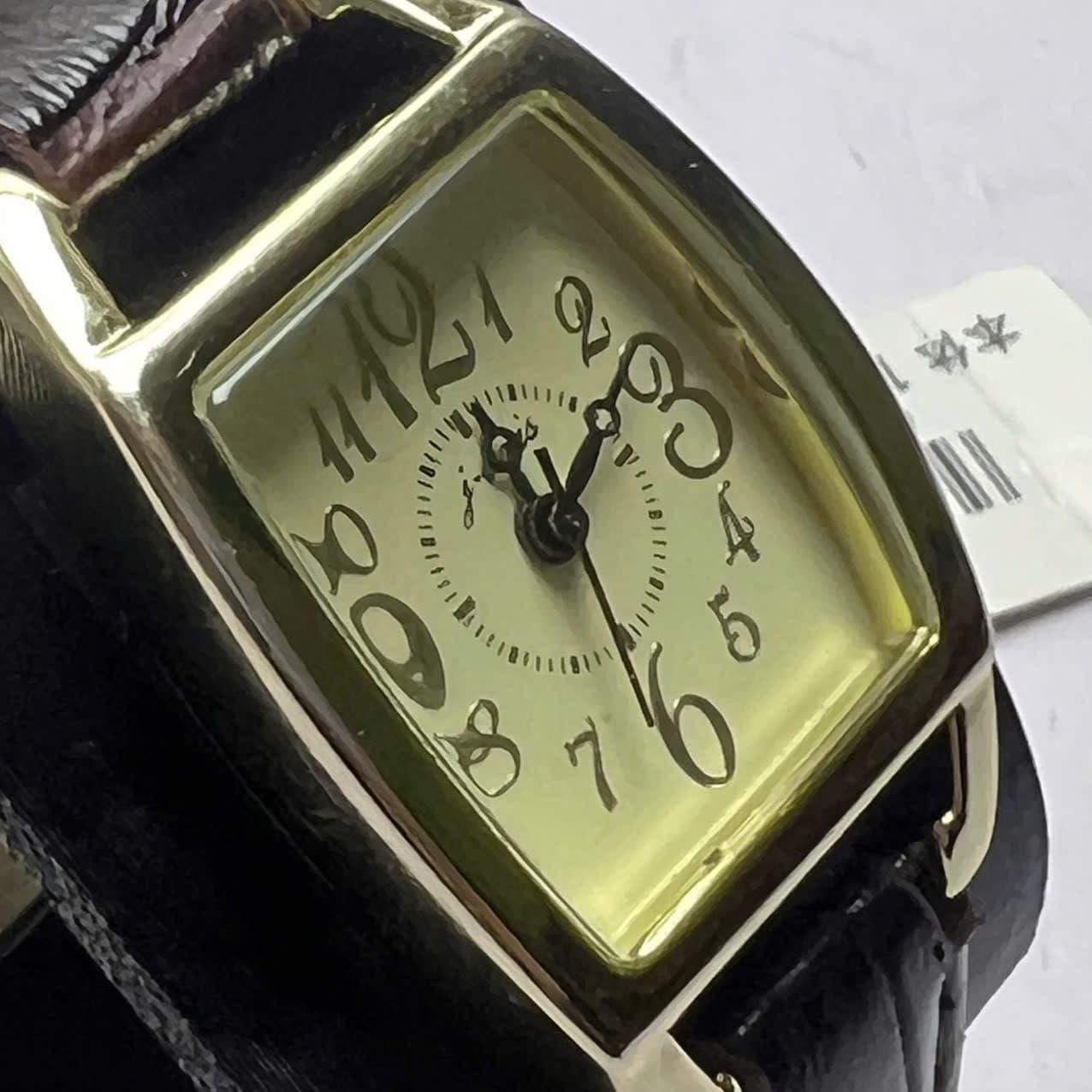 Đồng hồ nữ J-Axis vintage mặt chữ nhật cong dây da nâu phong cách cổ điển
