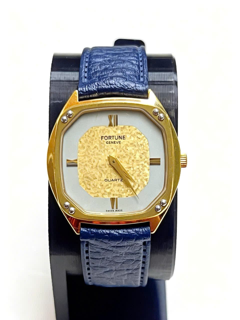Đồng hồ Fortuna Geneve swiss, đồng hồ vuông cổ điển, máy thụy sĩ, dây da vintage sang trọng