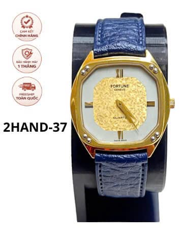 Đồng hồ Fortuna Geneve swiss, đồng hồ vuông cổ điển, máy thụy sĩ, dây da vintage sang trọng