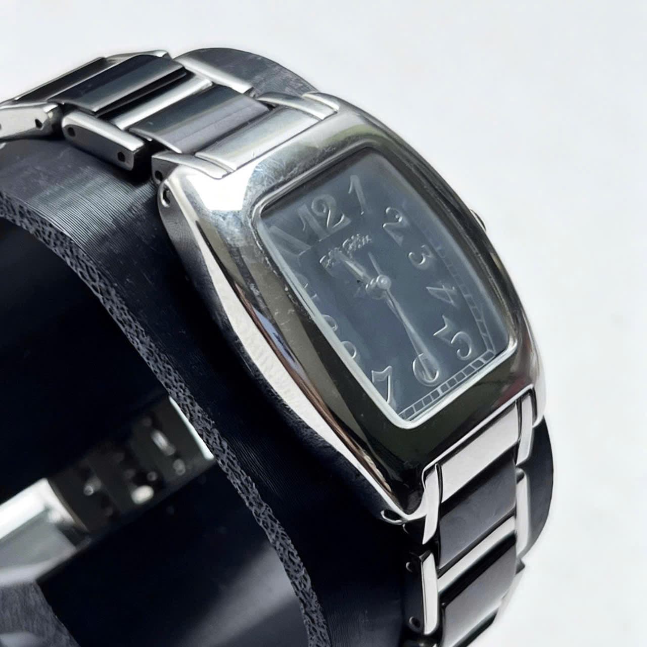 Đồng hồ Folli Follie máy pin nhật dây ceramic đen inox mặt chữ nhật sang trọng