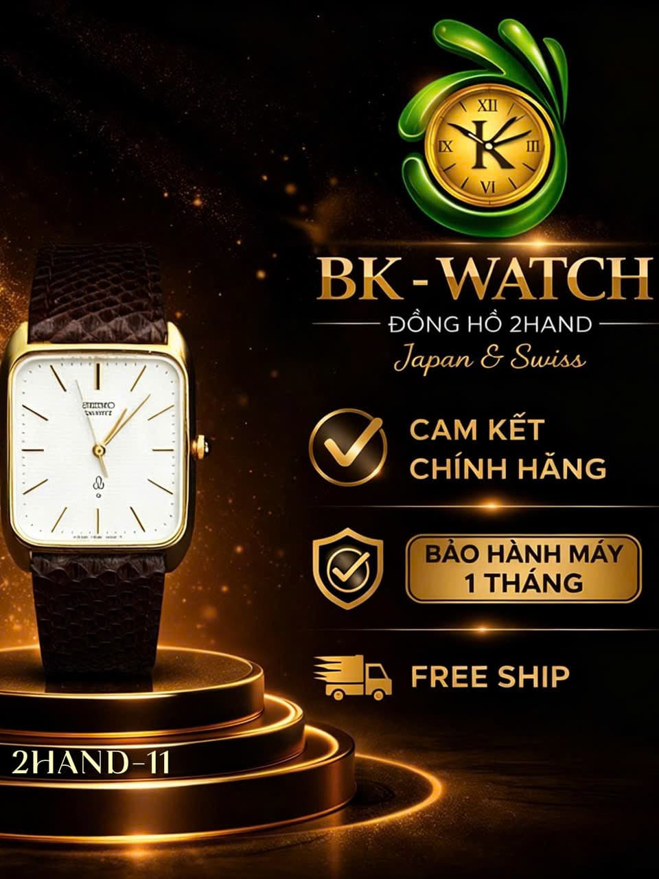 Đồng hồ nam Seiko cổ điển, mạ vàng, máy nhật chính hãng độ mới cao