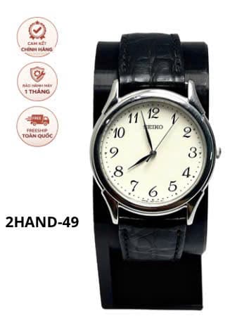 Đồng hồ Seiko Quartz Vintage mặt trắng, dây da, Size nhỏ, nam nữ đeo được, máy nhật chính hãng
