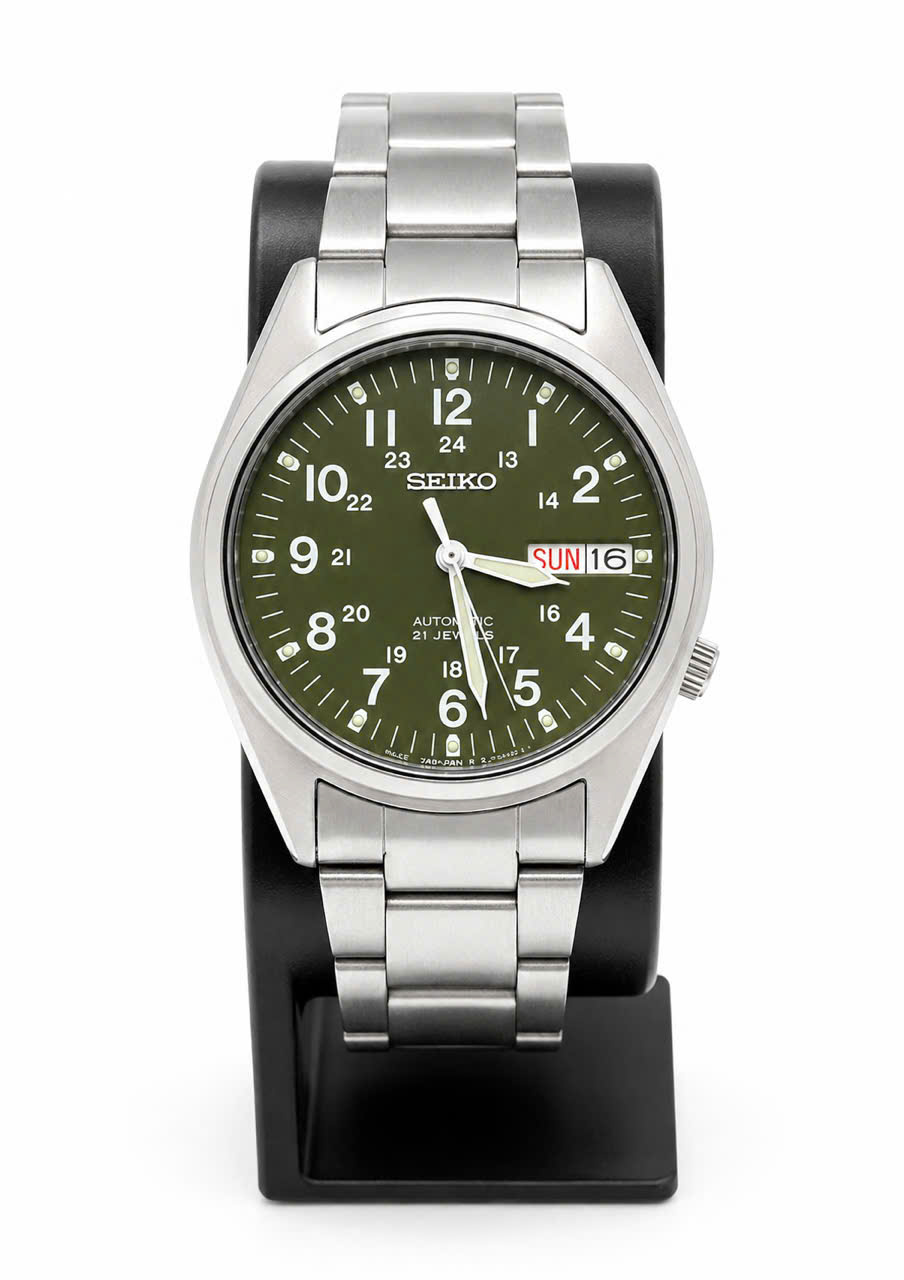 Đồng hồ Seiko 5 Automatic Field Watch (bản Japan Made, mặt xanh quân đội).