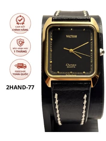 Đồng hồ Waltham máy pin chính hãng thụy sĩ, mặt đen, phong cách vintage, độ mới cao
