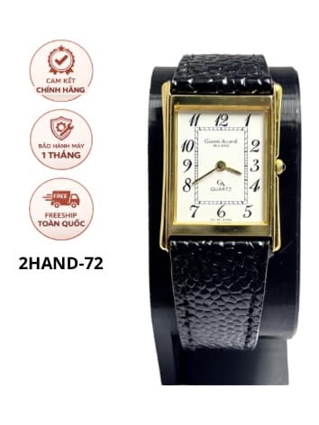 Đồng hồ Gianni Accardi Milano mặt vuông dây da, máy pin, phong cách cổ điển thanh lịch