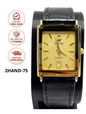 Đồng hồ Technos Star máy pin, mặt vuông, dây da, chính hãng thụy sĩ, độ mới cao