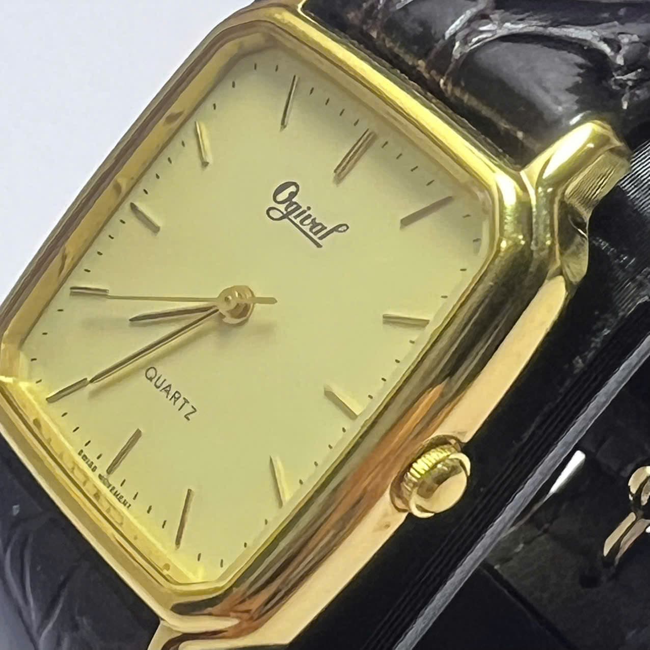Đồng hồ Ogival quartz swiss made758M mặt vuông cổ điển, đồng hồ 2hand độ mới cao