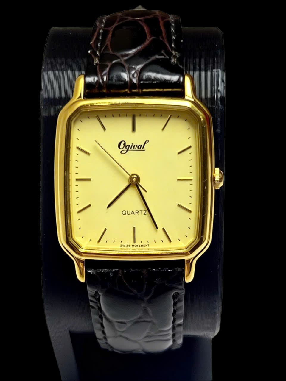 Đồng hồ Ogival quartz swiss made758M mặt vuông cổ điển, đồng hồ 2hand độ mới cao