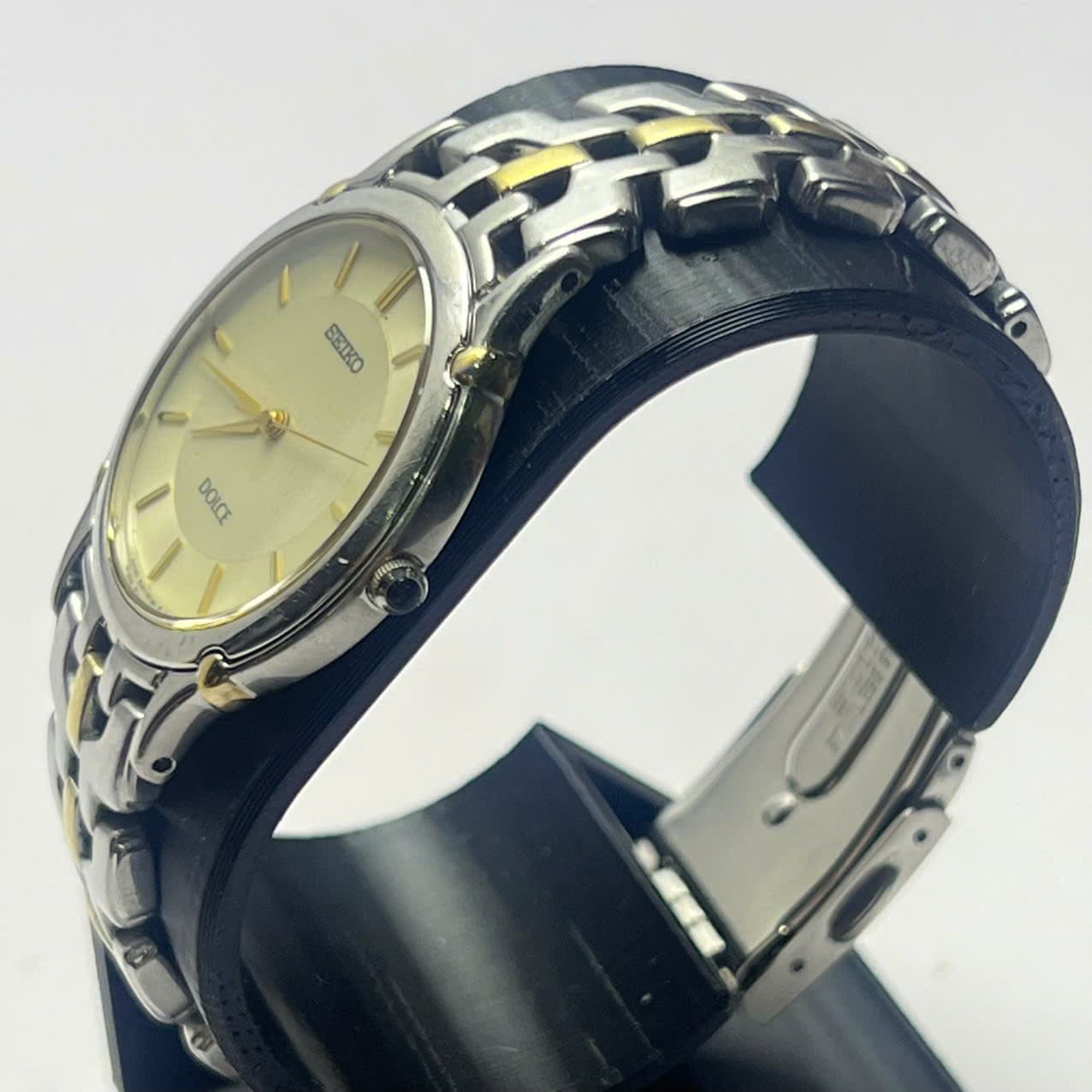 Đồng hồ Seiko Dolce shapphire mặt trắng, dây thép nhật bản thanh lịch, đồng hồ 2hand độ mới cao