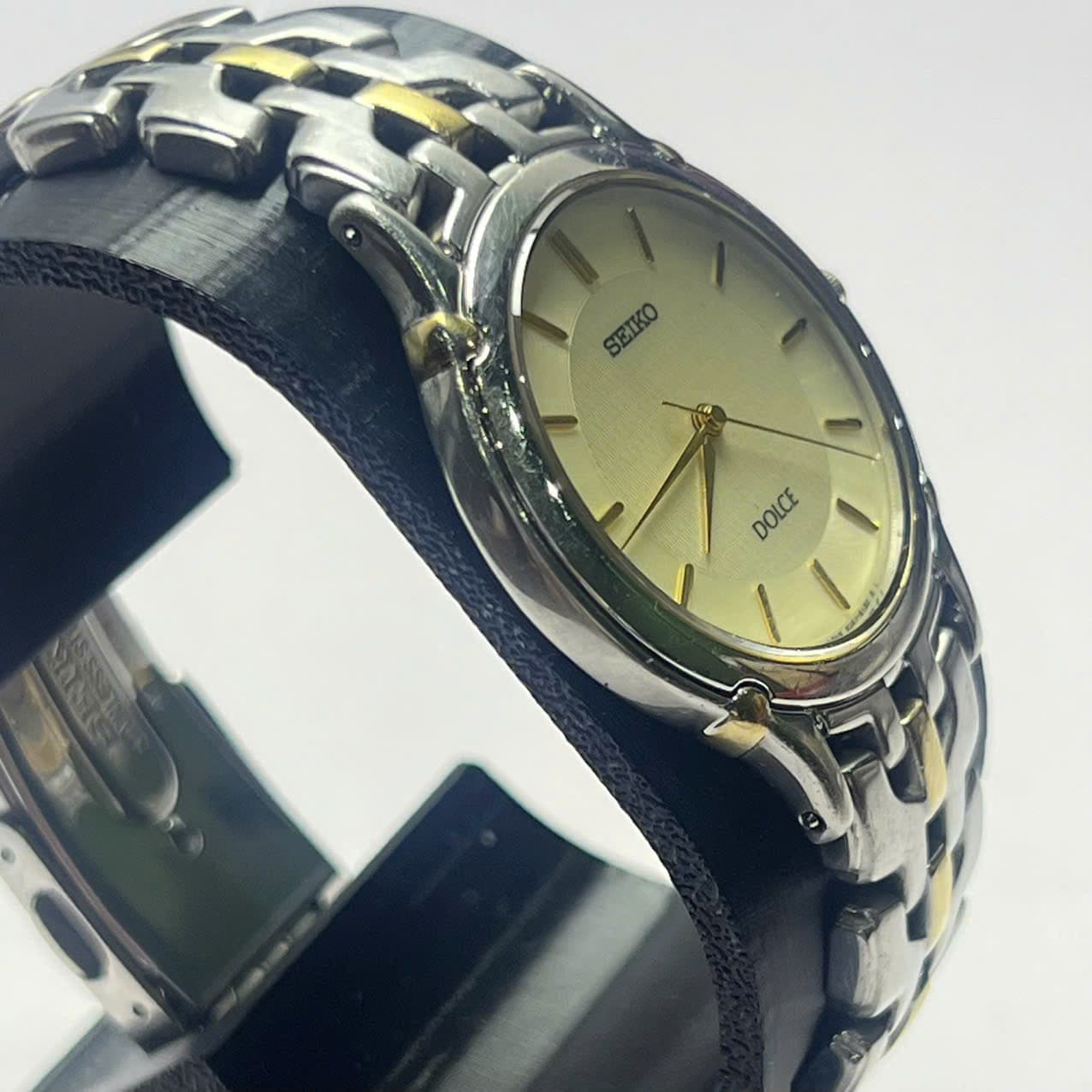 Đồng hồ Seiko Dolce shapphire mặt trắng, dây thép nhật bản thanh lịch, đồng hồ 2hand độ mới cao