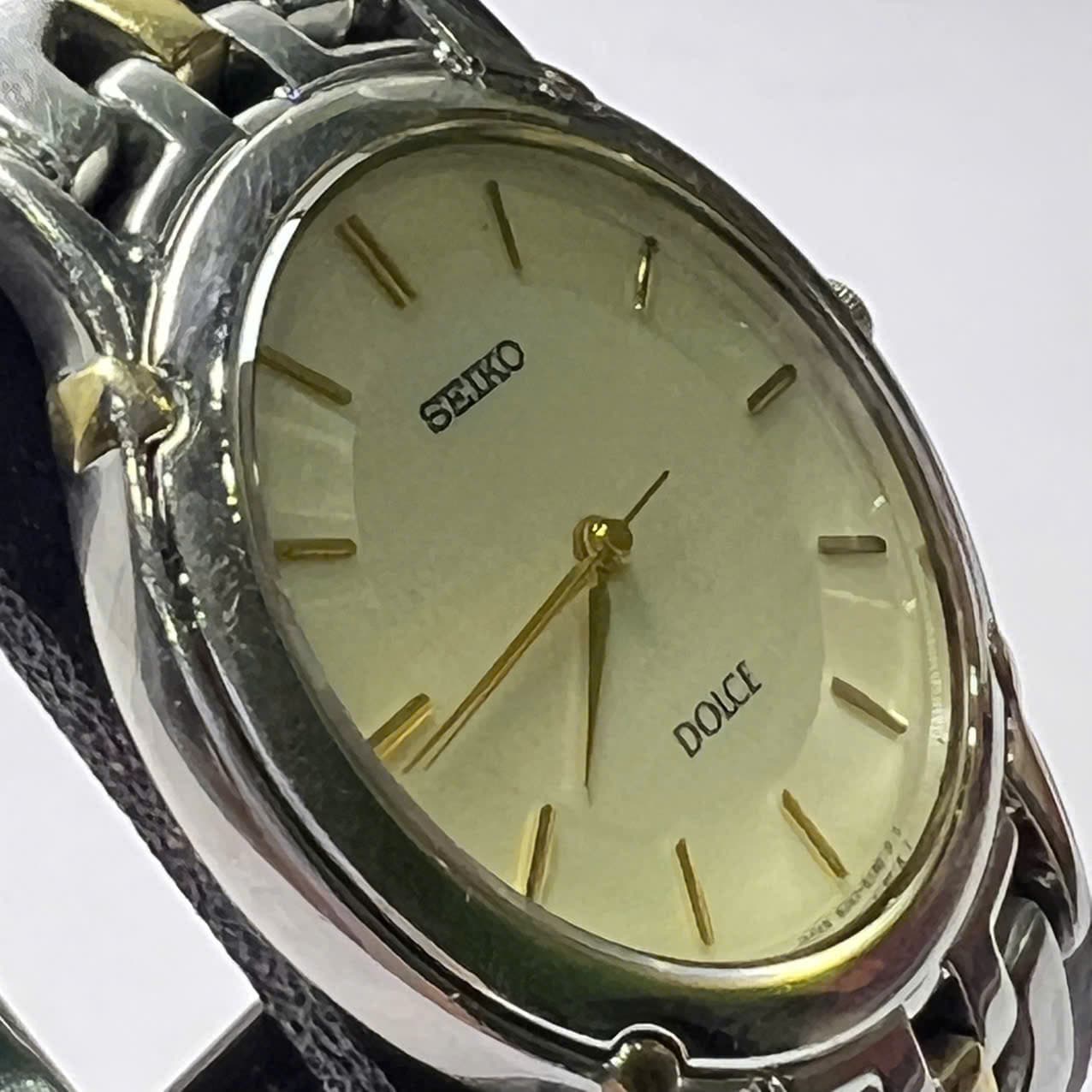 Đồng hồ Seiko Dolce shapphire mặt trắng, dây thép nhật bản thanh lịch, đồng hồ 2hand độ mới cao
