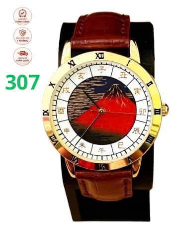 Đồng hồ nam mặt số họa tiết Núi Phú Sĩ "Red Fuji" của Hokusa