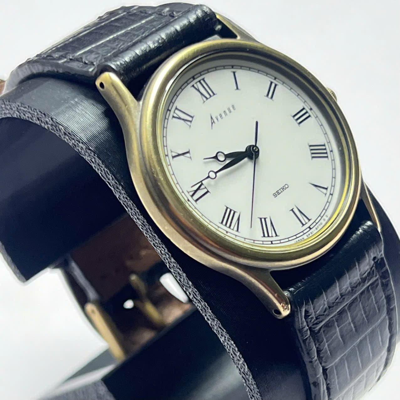 Đồng hồ Seiko Avenue máy pin chính hãng nhật bản mặt la mã vỏ mạ vàng đồng