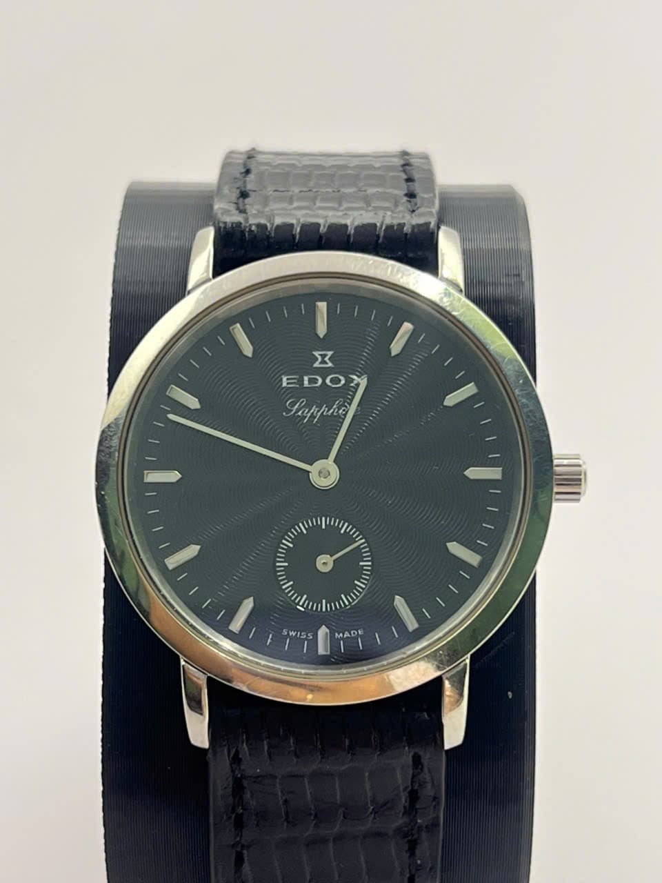 Đồng hồ Edox swiss kính sapphire máy pin, mỏng nhẹ thanh lịch, độ mới cao