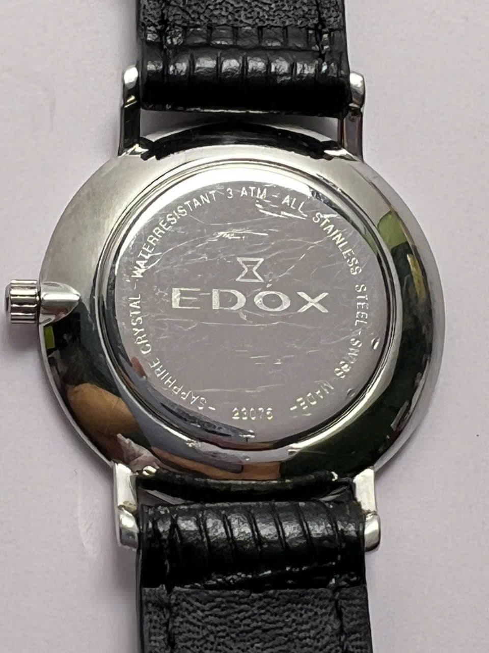 Đồng hồ Edox swiss kính sapphire máy pin, mỏng nhẹ thanh lịch, độ mới cao