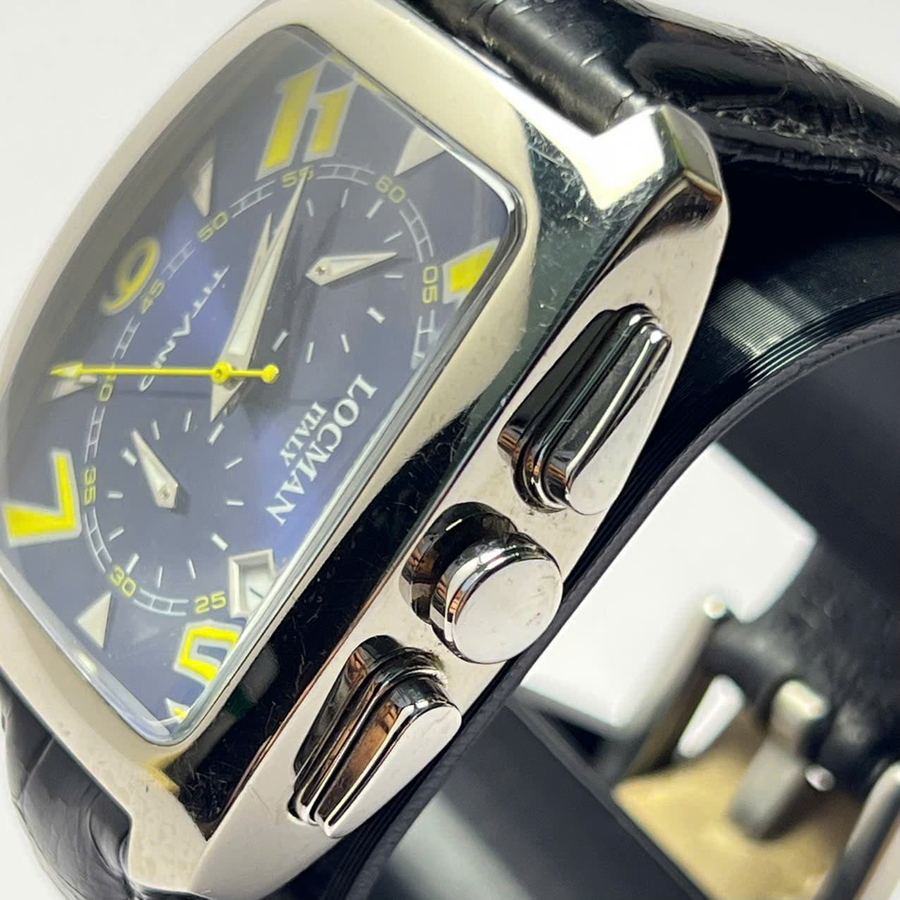 Đồng hồ nam dây da Locman Italy Chronograph, Form vuông cá tính, phong cách ý