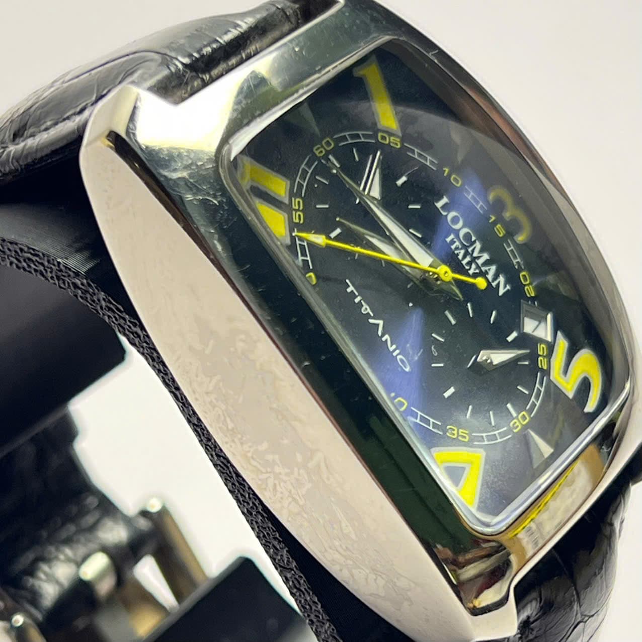 Đồng hồ nam dây da Locman Italy Chronograph, Form vuông cá tính, phong cách ý