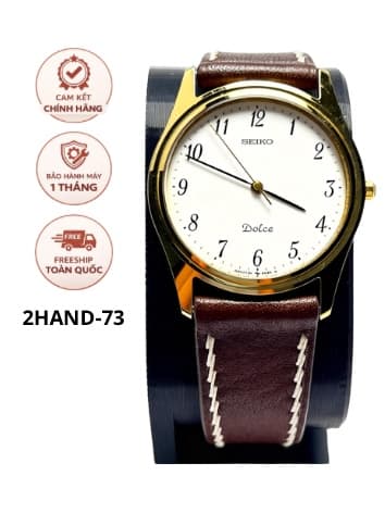 Đồng hồ Seiko Dolce siêu mỏng mặt trắng dây da, máy pin chính hãng nhật bản, độ mới cao
