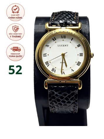 Đồng hồ Seiko Lucent máy pin mạ vàng mặt trắng số la mã, đồng hồ 2hand độ mới cao dây da kì đà