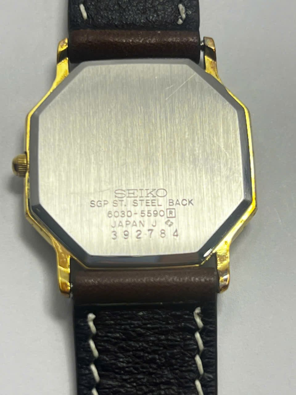 Đồng hồ Seiko bát giác quartz vintage mạ vàng, dáng bát giác cổ điển, máy nhật siêu bền