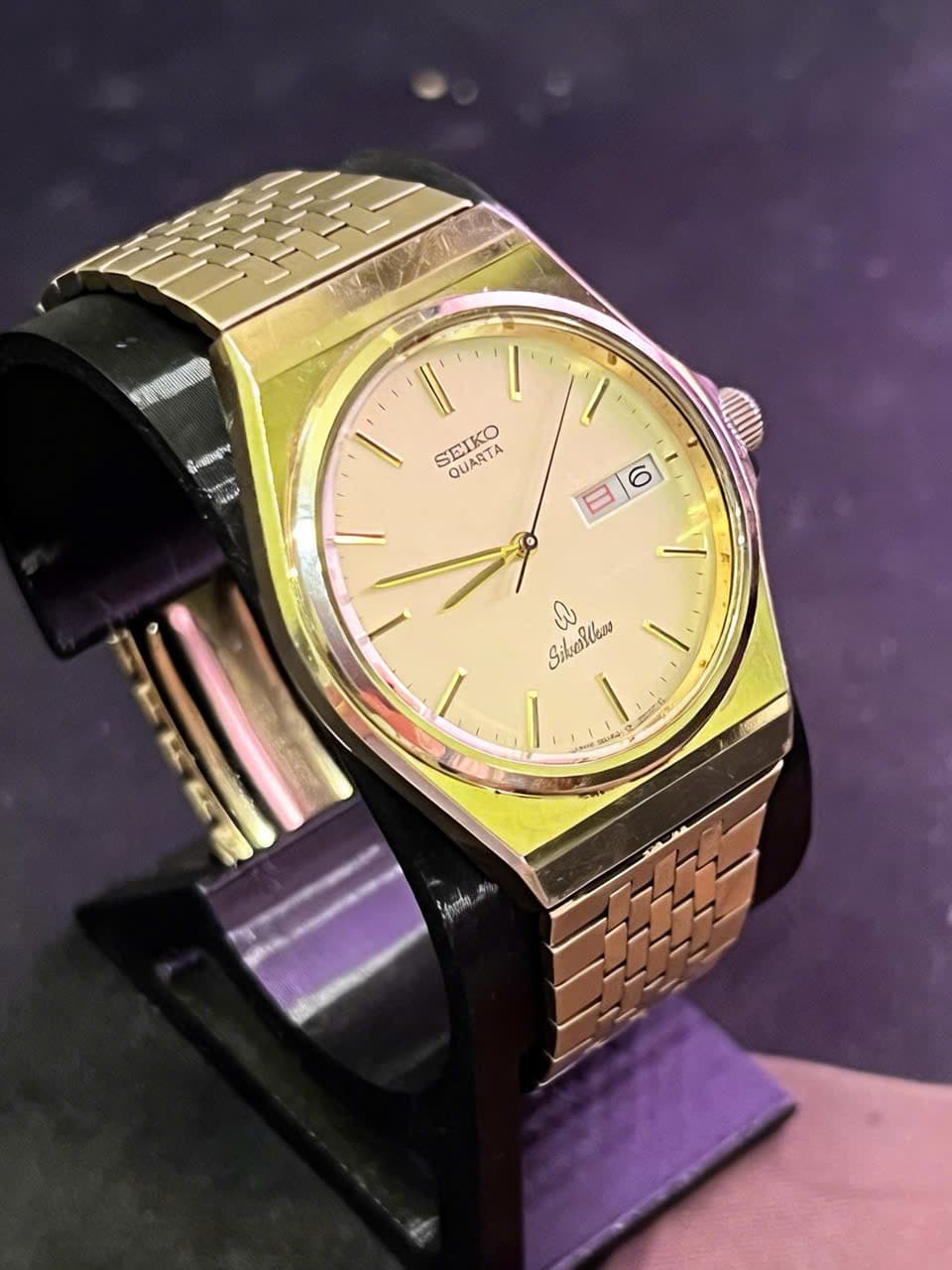 Đồng hồ Seiko Silver Wave, cọc nổi mạ vàng,phong cách thập niên 1980, độ mới cao