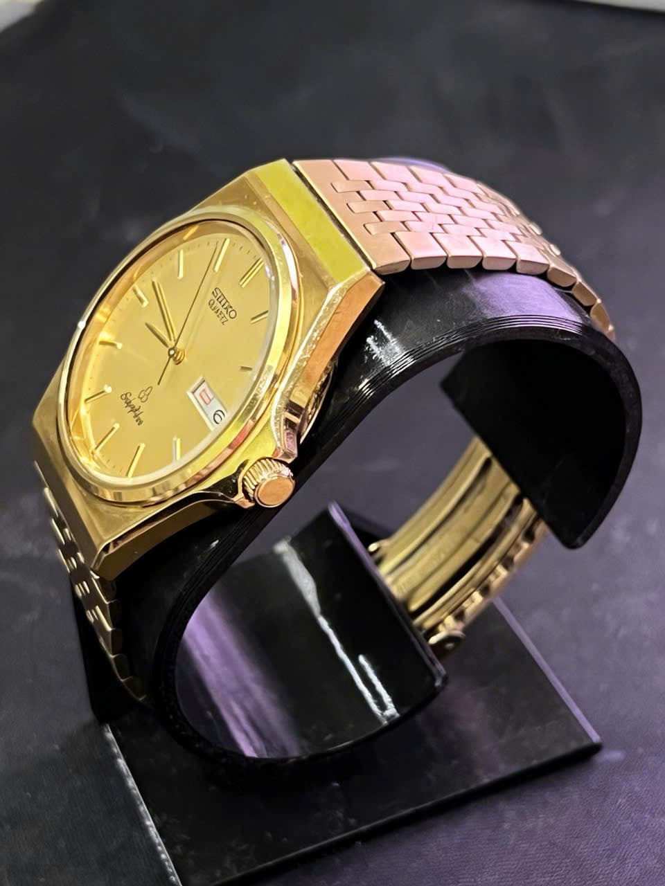 Đồng hồ Seiko Silver Wave, cọc nổi mạ vàng,phong cách thập niên 1980, độ mới cao
