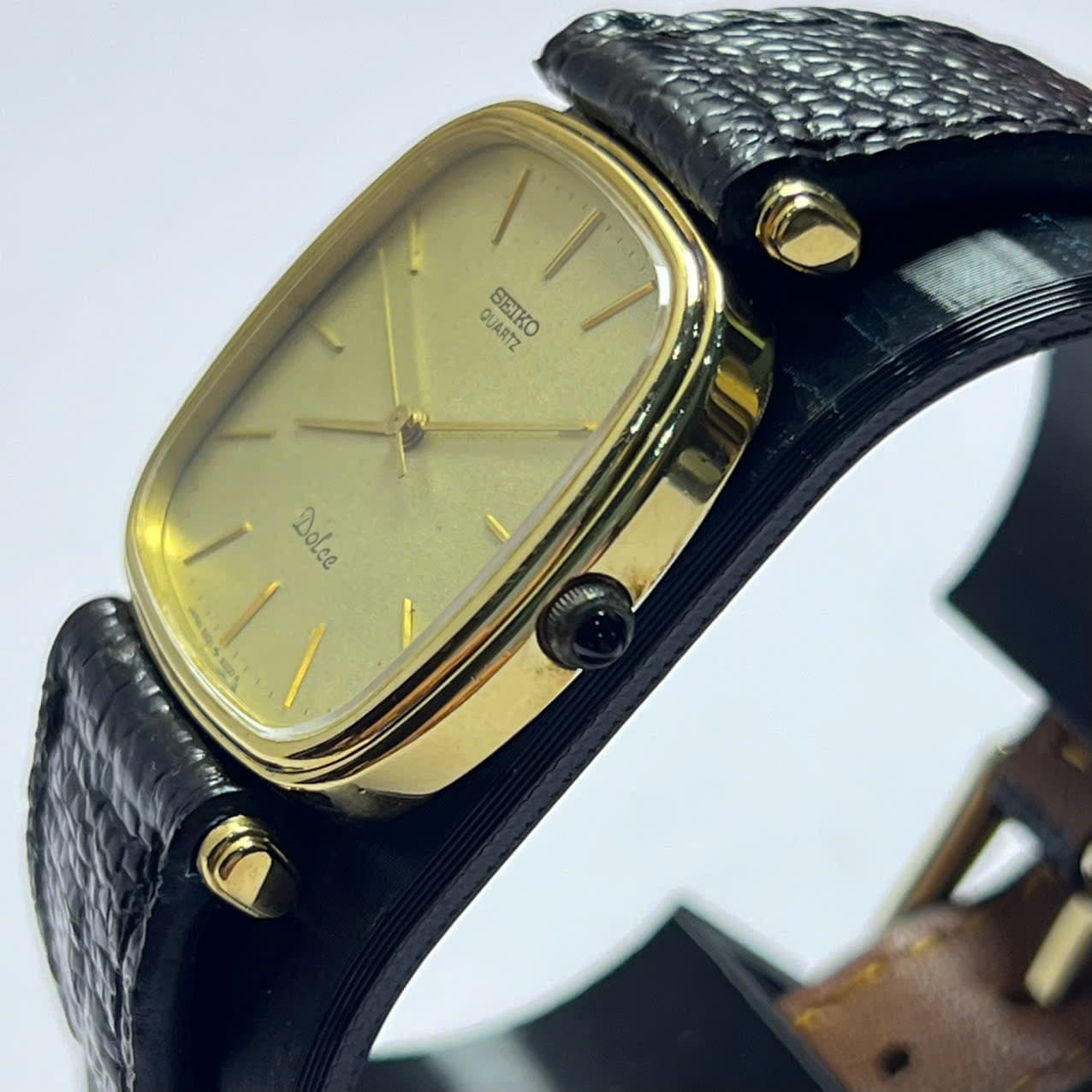 Đồng hồ Seiko Dolce quartz 5931-5400 nhật bản, mặt vuông tank cổ điển, đồng hồ 2hand độ mới cao