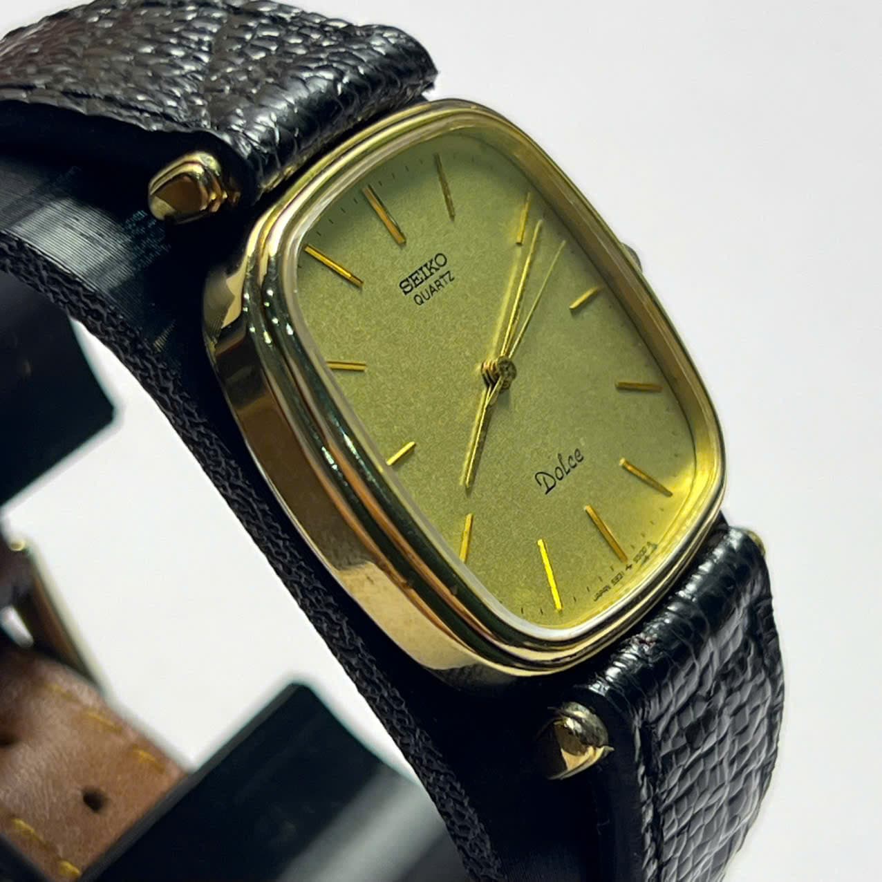 Đồng hồ Seiko Dolce quartz 5931-5400 nhật bản, mặt vuông tank cổ điển, đồng hồ 2hand độ mới cao