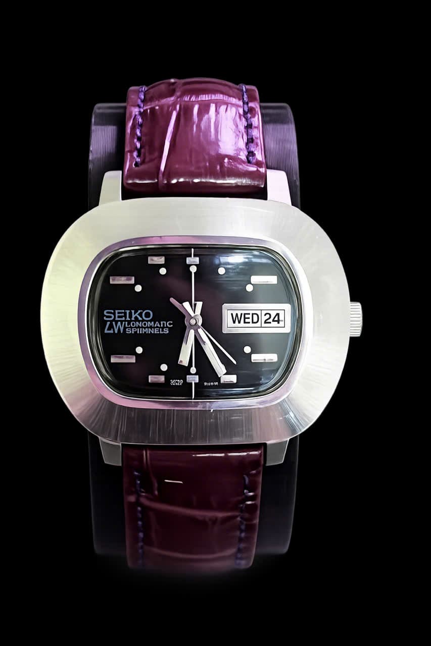 Đồng hồ Seiko LM (Lord Matic) Automatic, lên cót tay, 25 Jewels. Oval TV Screen đặc trưng của thập niên 1970